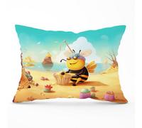 Warren Reed Designer Bumblebee On A Beach Holiday Cushions 33Cm X 48Cm