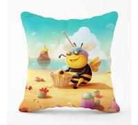 Warren Reed Designer Bumblebee On A Beach Holiday Cushions 45Cm X 45Cm