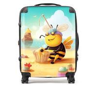 Bumblebee On A Beach Holiday Suitcase Warren Reed - Designer Yellow Large