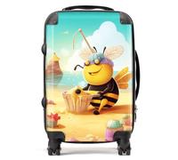 Bumblebee On A Beach Holiday Suitcase Warren Reed - Designer Yellow Cabin