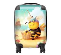 Bumblebee On A Beach Holiday Suitcase Warren Reed - Designer Yellow Small