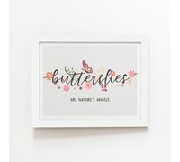 Warren Reed - Designer Butterflies Are Natures Angels Framed Art Print in White | Size: W16" x H24" Warren Reed - Designer White W16" x H24"