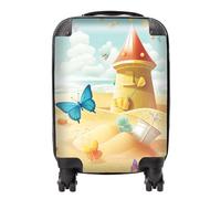 Butterflies On A Beach Holiday Suitcase Warren Reed - Designer Yellow Small