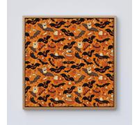 Warren Reed - Designer Candy-Filled Treat Bags & Bats Framed Canvas in Light Brown | Size: W16" x H16" Warren Reed - Designer Light Brown W16" x H16"
