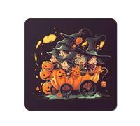 Warren Reed - Designer Cartoon Illustrations A Magical Pumpkin Carriage With Coasters - Set of 4 in Orange Warren Reed - Designer Orange