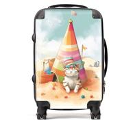 Cat On A Beach Holiday Suitcase Warren Reed - Designer Yellow Cabin
