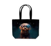 Warren Reed - Designer Cavapoo Dog Face Splashart Beach Shopper Tote Bag Warren Reed - Designer Multicolor