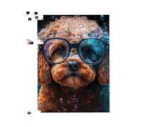 Warren Reed - Designer Cavapoo Dog Face Splashart Jigsaw Puzzle | Size: 500 Piece Warren Reed - Designer Multicolor 500 Piece