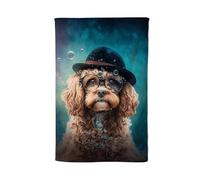 Warren Reed - Designer Cavapoo Dog Splashart Tea Towel Warren Reed - Designer Multicolor
