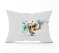 Warren Reed - Designer Charging Polar Bear Cushions in White | Size: 45 cm x 45 cm Warren Reed - Designer White 45 cm x 45 cm
