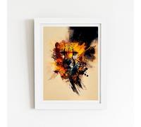 Warren Reed - Designer Cheetah Face Splashart Framed Art Print in White | Size: W20" x H30" Warren Reed - Designer White W20" x H30"