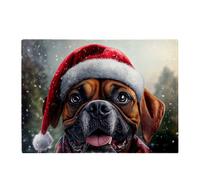 Warren Reed - Designer Christmas Boxer Dog Glass Chopping Board Warren Reed - Designer Multicolor