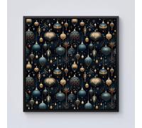 Warren Reed - Designer Christmas Decorations Framed Canvas in Black | Size: w10 inch x h10 inch Warren Reed - Designer Black w10 inch x h10 inch