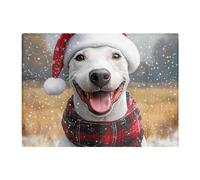 Warren Reed Designer Christmas English Bull Terrier Glass Chopping Board