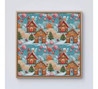 Warren Reed - Designer Christmas Gingerbread House Framed Canvas in Light Brown | Size: W16" x H16" Warren Reed - Designer Light Brown W16" x H16"