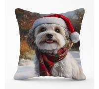 Warren Reed - Designer Christmas Havanese Cushion in Grey | Size: 60 cm x 60 cm Warren Reed - Designer Grey 60 cm x 60 cm