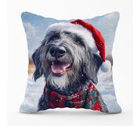 Warren Reed - Designer Christmas Irish Wolfhound Cushion in Grey | Size: 45 cm x 45 cm Warren Reed - Designer Grey 45 cm x 45 cm