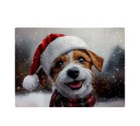 Warren Reed - Designer Christmas Jack Russell Glass Chopping Board Warren Reed - Designer Multicolor