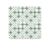 Warren Reed - Designer Christmas Quilting Squares, Green & White, Geometric Coasters - Set of 4 Warren Reed - Designer Green