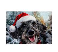 Warren Reed - Designer Christmas Scottish Deerhound Glass Chopping Board Warren Reed - Designer Multicolor