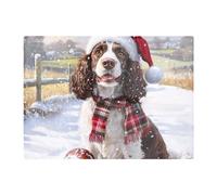 Warren Reed - Designer Christmas Springer Spaniel Dog Glass Chopping Board, Multi