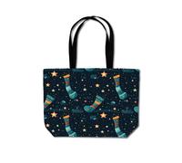 Warren Reed - Designer Christmas Stocking In A Starry Night Sky Beach Shopper Tote Bag in Blue Warren Reed - Designer Blue