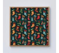 Warren Reed - Designer Christmas Stockings Framed Canvas in Light Brown | Size: w40 inch x h40 inch Warren Reed - Designer Light Brown w40 inch x h40 inch