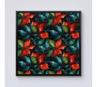 Warren Reed - Designer Christmas Watercolour Holly Leaf Framed Canvas in Black | Size: w10 inch x h10 inch Warren Reed - Designer Black w10 inch x h10 inch