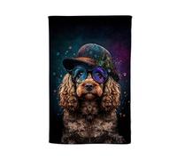 Warren Reed - Designer Cockapoo Dog Face Splashart Tea Towel Warren Reed - Designer Multicolor