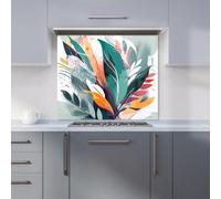Warren Reed - Designer Coloured Abstrace Feather Leaves Kitchen Splashback W900Mm X H650Mm, Multi