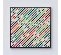 Warren Reed - Designer Coloured Diagonal Abstract Pattern Framed Canvas in Black | Size: W30" x H30" Warren Reed - Designer Black W30" x H30"