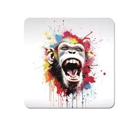Warren Reed - Designer Coloured Splashart Crazy Monkey Face Coasters - Set of 4 in Red Warren Reed - Designer Red
