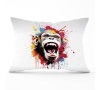 Warren Reed Designer Coloured Splashart Crazy Monkey Face Cushions 33Cm X 48Cm