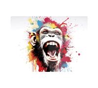 Warren Reed - Designer Coloured Splashart Crazy Monkey Face Glass Chopping Board in Red Warren Reed - Designer Red