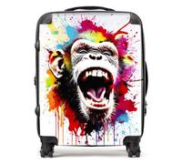 Warren Reed - Designer Coloured Splashart Crazy Monkey Face Suitcase Large, Multi