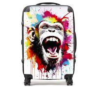 Warren Reed - Designer Coloured Splashart Crazy Monkey Face Suitcase - Lightweight Hard Case, TSA Lock, 4 Spinner Wheels