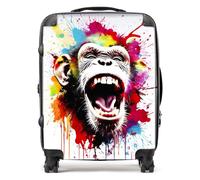 Warren Reed - Designer Coloured Splashart Crazy Monkey Face Suitcase - Lightweight Hard Case, TSA Lock, 4 Spinner Wheels