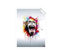 Warren Reed - Designer Coloured Splashart Crazy Monkey Face Unframed Art Print | Size: W20" x H30" Warren Reed - Designer Multicolor W20" x H30"