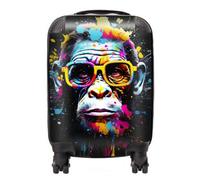 Warren Reed - Designer Coloured Splashart Monkey Face With Glasses Suitcase Small, Multi