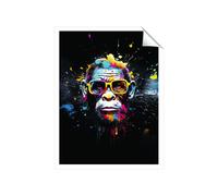 Warren Reed - Designer Coloured Splashart Monkey Face with Glasses Unframed Art Print | Size: W24" x H36" Warren Reed - Designer Multicolor W24" x H36"