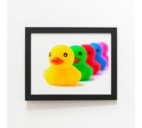 Warren Reed - Designer Colourful Ducks In A Row Framed Art Print in Black | Size: W8" x H10" Warren Reed - Designer Black W8" x H10"