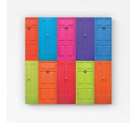 Warren Reed - Designer Colourful English Doors Canvas in Red | Size: W16" x H16" Warren Reed - Designer Red W16" x H16"