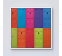 Warren Reed - Designer Colourful English Doors Framed Canvas in Off-White | Size: w40 inch x h40 inch Warren Reed - Designer Off-White w40 inch x h40 inch