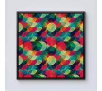 Warren Reed - Designer Colourful Grunge Circle Pattern Framed Canvas in Black | Size: w10 inch x h10 inch Warren Reed - Designer Black w10 inch x h10 inch