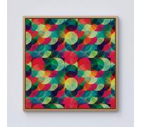 Warren Reed - Designer Colourful Grunge Circle Pattern Framed Canvas in Light Brown | Size: w10 inch x h10 inch Warren Reed - Designer Light Brown w10 inch x h10 inch