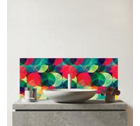 Warren Reed - Designer Colourful Grunge Circle Pattern Glass Bathroom Splashback in Red Warren Reed - Designer Red