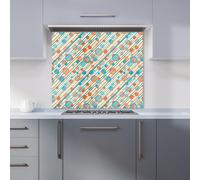 Warren Reed - Designer Colourful Grunge Circle Pattern Kitchen Splashback in Blue | Size: 600mm x 750mm Warren Reed - Designer Blue 600mm x 750mm