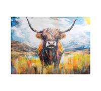 Warren Reed - Designer Colourful Highland Cow Inspired By Banksy Chopping Board Warren Reed - Designer Multicolor