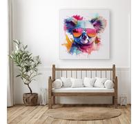 Warren Reed - Designer Colourful Splashart Koala In Glasses Canvas | Size: W30" x H30" Warren Reed - Designer Multicolor W30" x H30"
