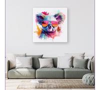 Warren Reed - Designer Colourful Splashart Koala In Glasses Canvas | Size: w40 inch x h40 inch Warren Reed - Designer Multicolor w40 inch x h40 inch